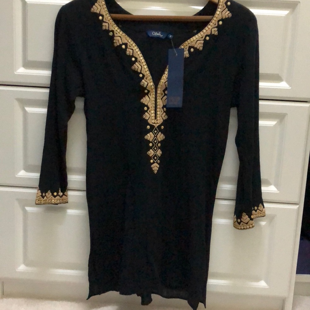 Sulu black tunic with Gold embroidery